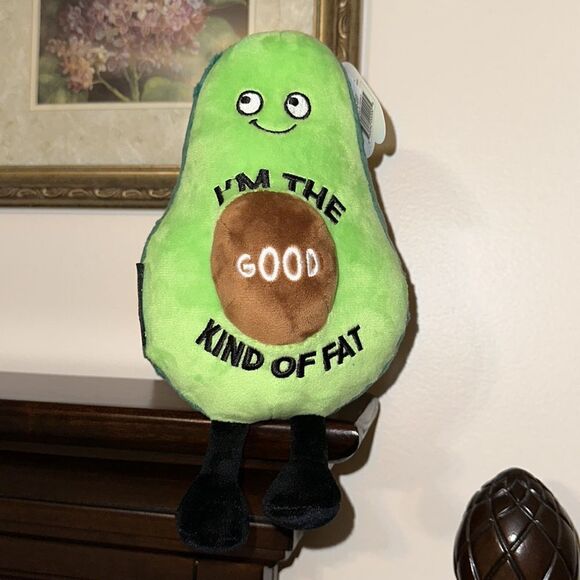 punchkins Avocado “I’m the good kind of fat” Emotional Support Plush Toy - Picture 6 of 11